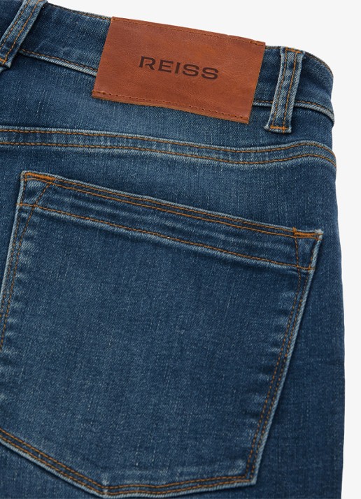 Reiss Addie high waist wide leg jeans met steekzakken - detail 6 donkerblauw