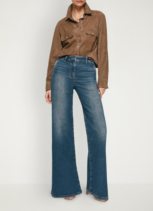 Reiss Addie high waist wide leg jeans met steekzakken - voorkant 2 donkerblauw