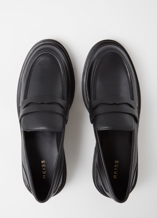 Reiss Adele loafer van leer - detail 4 black / zwart