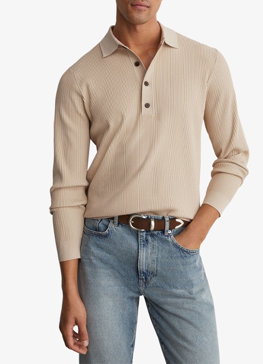 Reiss Admiral regular fit polo met ribstructuur