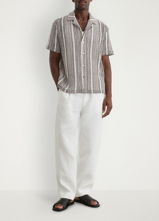 Reiss Aetos regular fit overhemd van van crochet - achterkant 5 donkerbruin