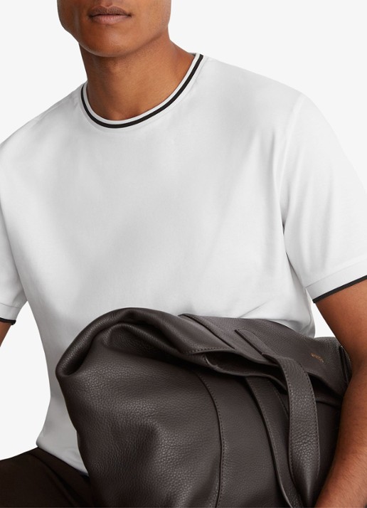 Reiss Ainsley T-shirt met gestreept detail - detail 3 white / wit