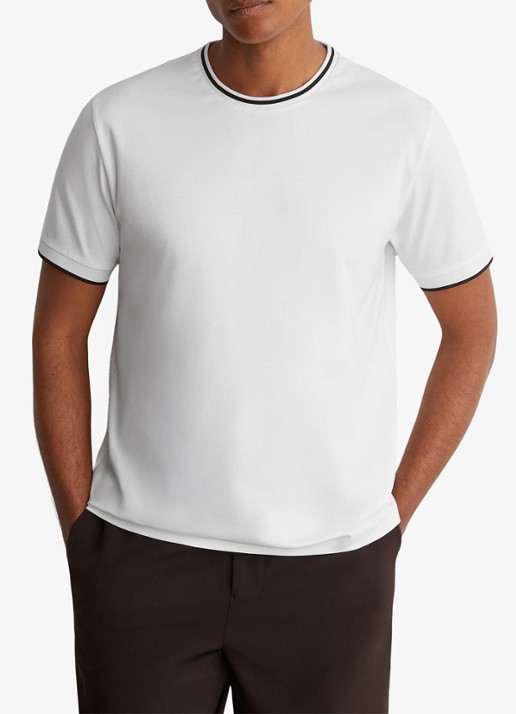 Reiss Ainsley T-shirt met gestreept detail - detail 4 white / wit