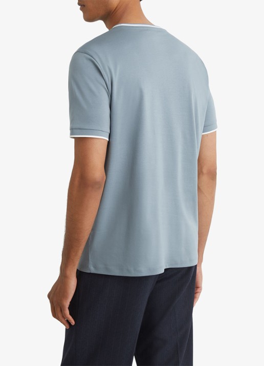 Reiss Ainsley T-shirt met gestreept detail - achterkant 4 staalblauw
