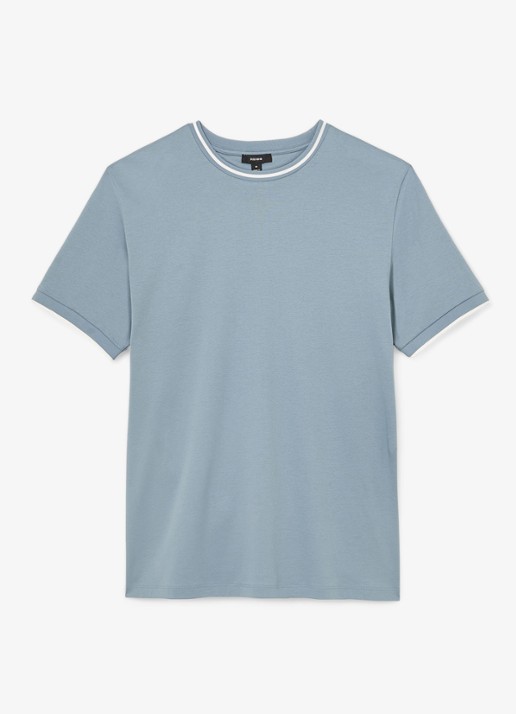 Reiss Ainsley T-shirt met gestreept detail - voorkant 5 staalblauw