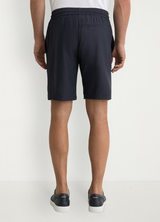 Reiss Ajay straight fit korte broek met structuur - achterkant 6 donkerblauw