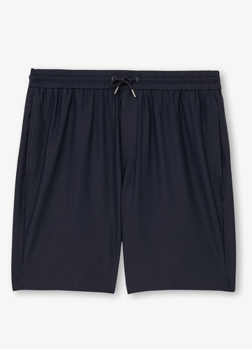 Reiss Ajay straight fit korte broek met structuur - voorkant 4 donkerblauw
