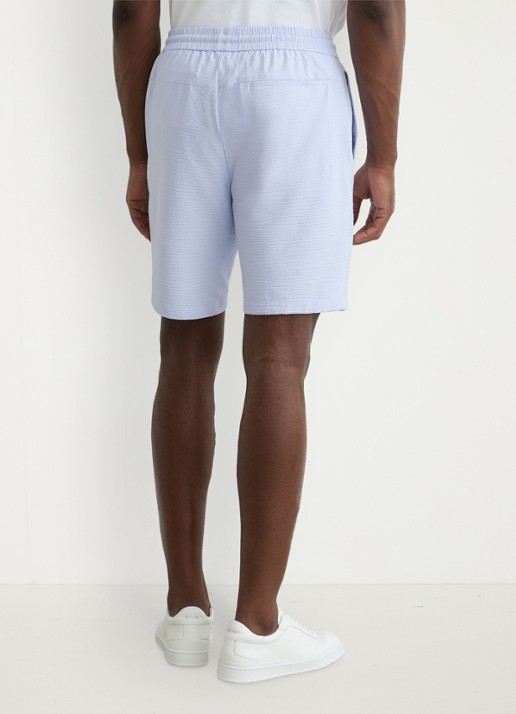 Reiss Ajay straight fit korte broek met structuur - achterkant 3 lichtblauw