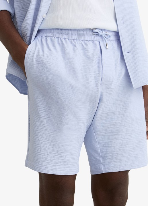 Reiss Ajay straight fit korte broek met structuur - detail 5 lichtblauw