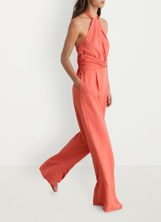 Reiss Akia wide fit jumpsuit met steekzakken - detail 6 koraalroze