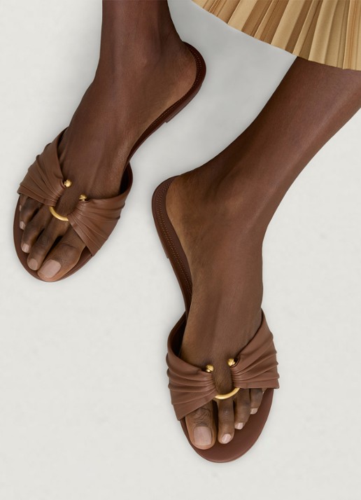 Reiss Alana slipper van leer - voorkant 4 bruin
