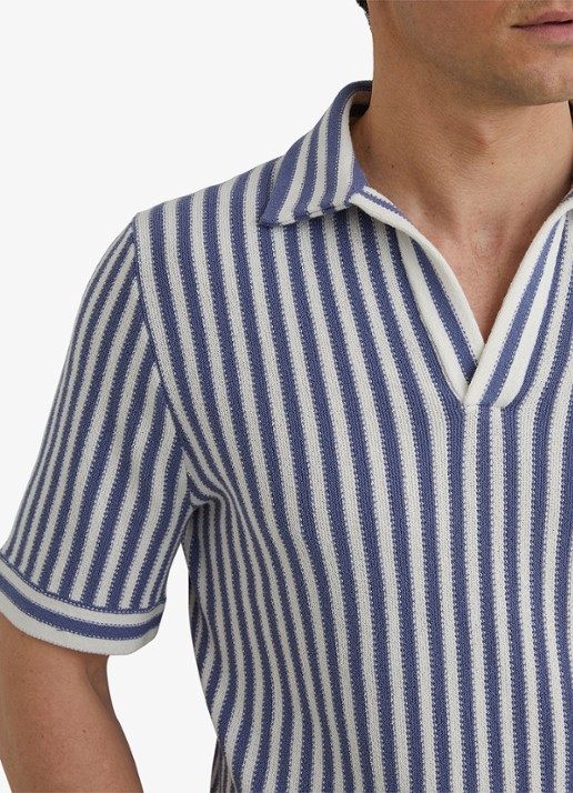 Reiss Alba regular fit polo met streepprint - detail 4 blauw