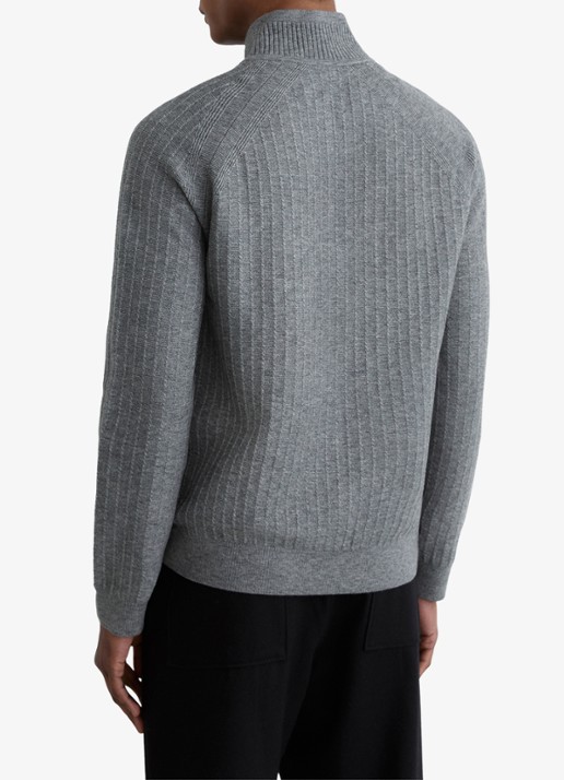 Reiss Aldershop grofgebreid trui met halve rits - achterkant 2 grijsmele