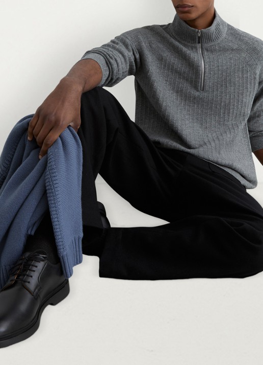 Reiss Aldershop grofgebreid trui met halve rits - detail 5 grijsmele