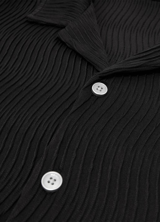 Reiss Aleo overhemd met structuur  - detail 6 black / zwart