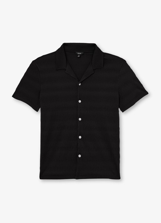 Reiss Aleo overhemd met structuur  - voorkant 2 black / zwart