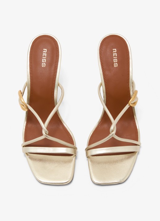 Reiss Alex muiltje van leer met metallic finish - detail goud