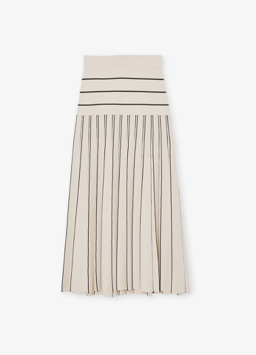 Reiss Alice midi jurk met plooien - voorkant beige