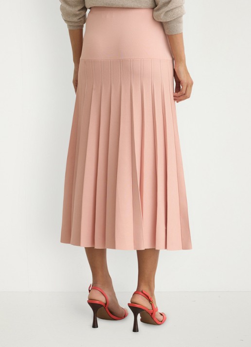 Reiss Alice midi rok met plooien - achterkant 6 oudroze