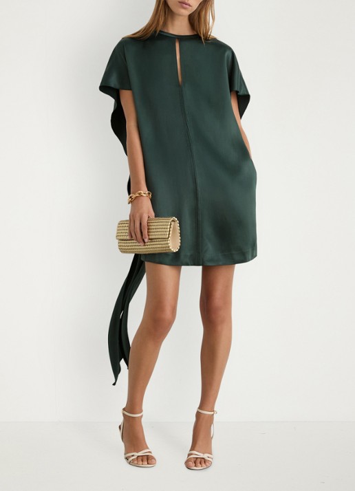Reiss Alice mini jurk met gedrapeerd detail - voorkant 3 turquoise