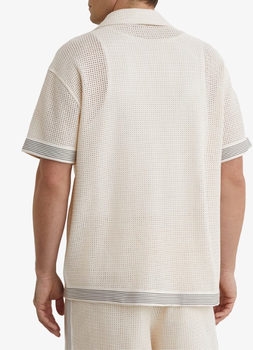 Reiss Aliso overhemd van crochet - achterkant creme