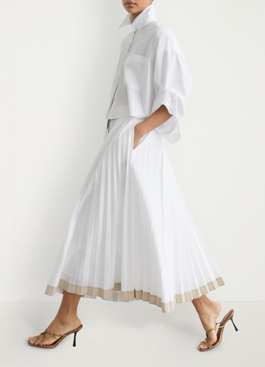 Reiss Allora midi A-lijn rok met plooien en ceintuur - detail 2 wit