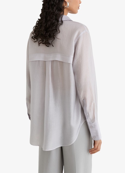 Reiss Ally blouse met streepprint - achterkant 5 blauwgrijs
