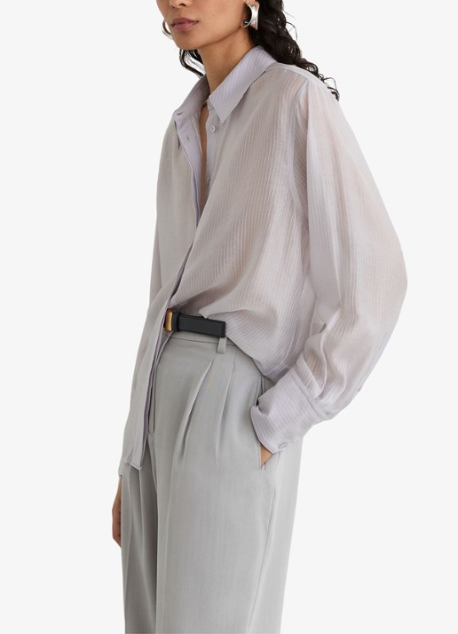 Reiss Ally blouse met streepprint - detail 2 blauwgrijs