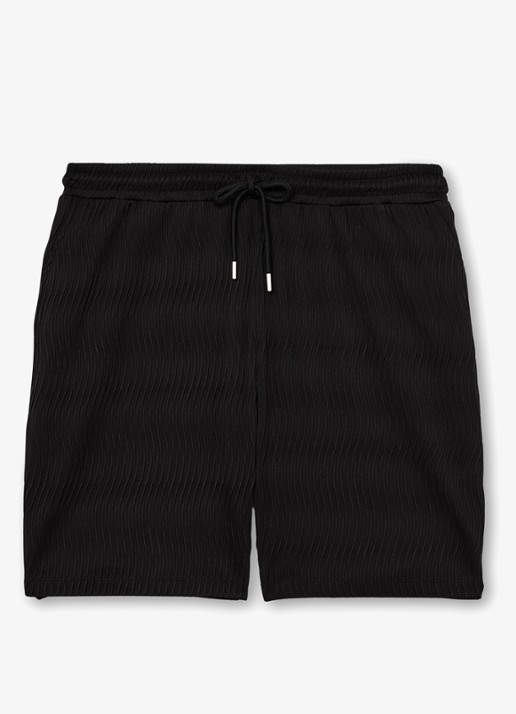 Reiss Alvo korte broek met structuur - voorkant black / zwart