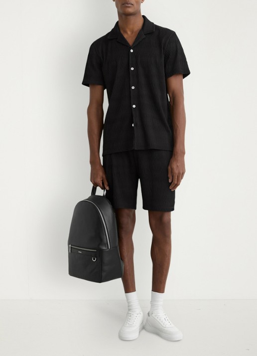 Reiss Alvo korte broek met structuur - voorkant 2 black / zwart