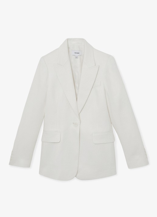 Reiss Alyx blazer in linnenblend met klepzakken - voorkant 6 wit