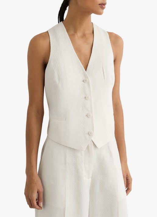 Reiss Alyx gilet in linnenblend met structuur - detail 5 wit