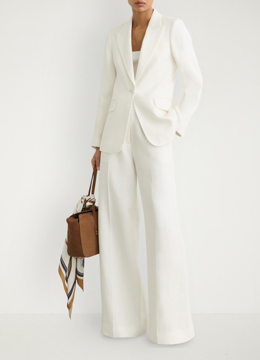 Reiss Alyx high waist wide fit pantalon in linnenblend - detail 6 wit