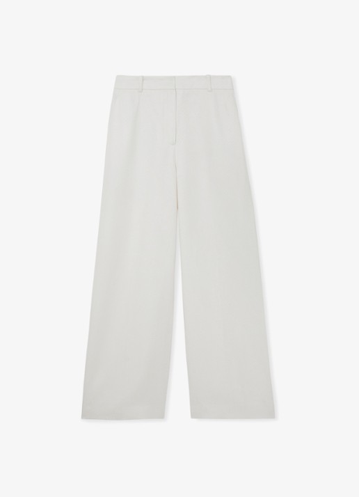 Reiss Alyx high waist wide fit pantalon in linnenblend - voorkant 2 wit