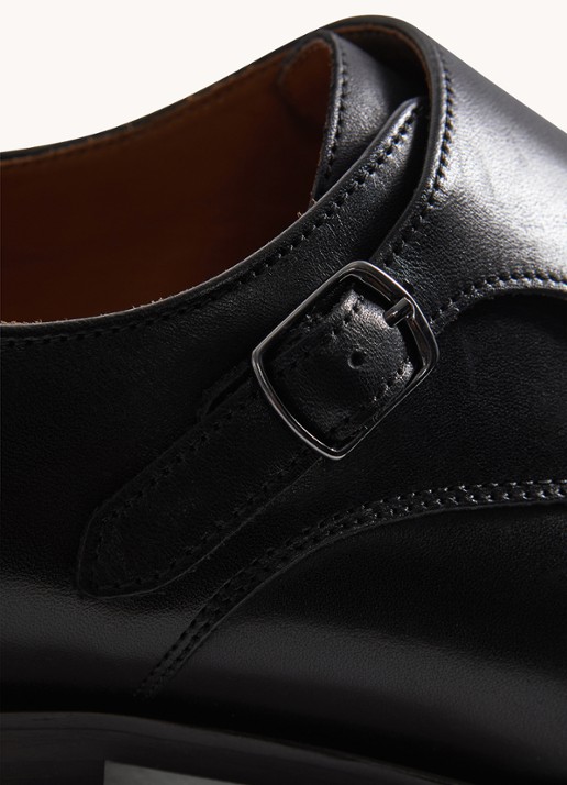Reiss Amalfi gespschoen van leer - detail black / zwart