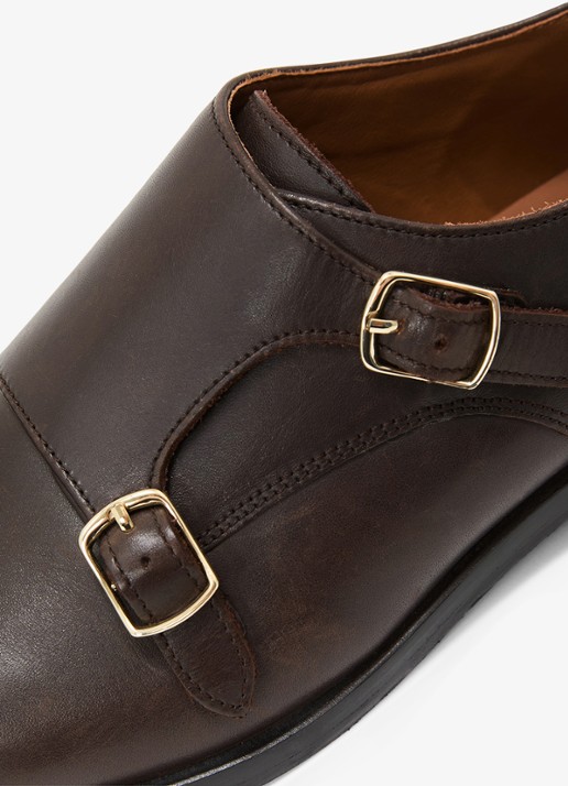 Reiss Amalfi loafer met gesp detail - detail 4 donkerbruin