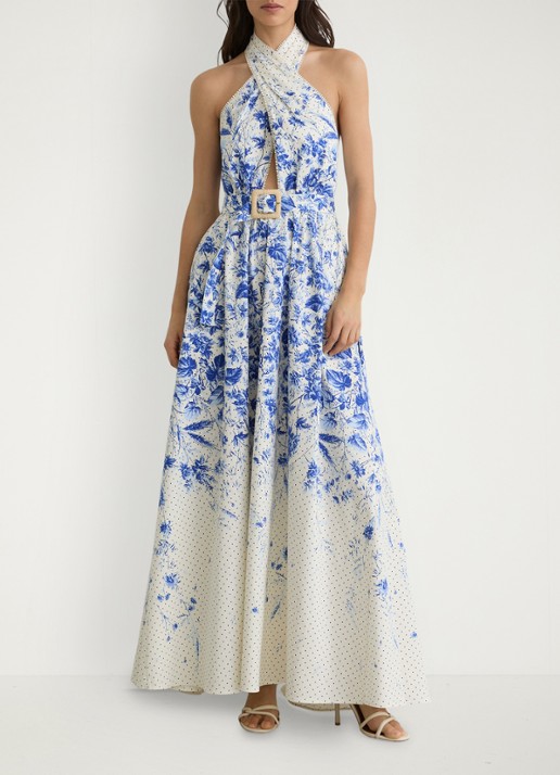 Reiss Amaya maxi jurk met bloemenprint - detail 4 blauw