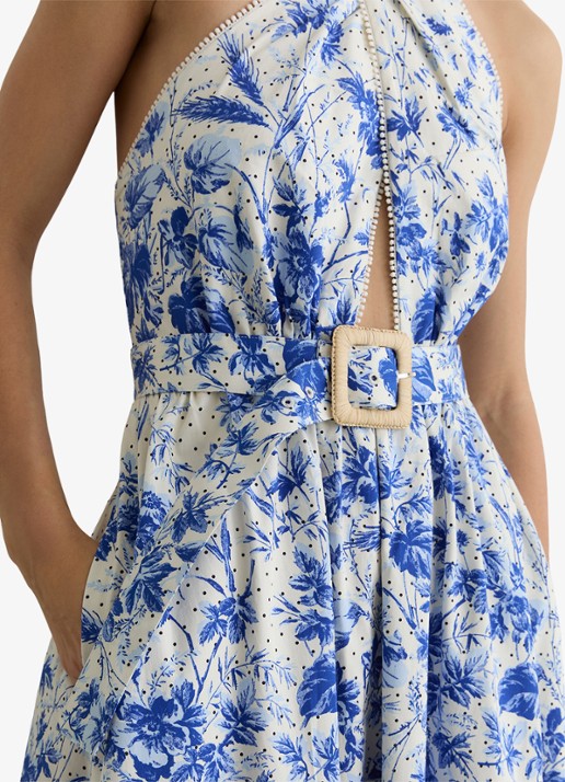 Reiss Amaya maxi jurk met bloemenprint - detail 5 blauw