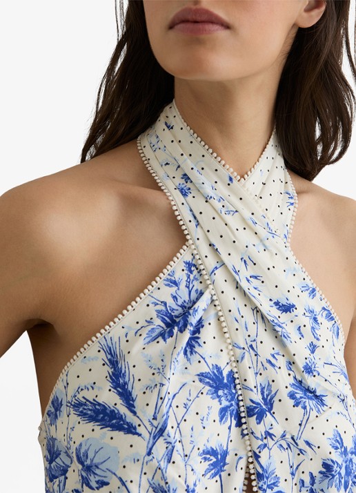 Reiss Amaya maxi jurk met bloemenprint - detail 4 ivoor