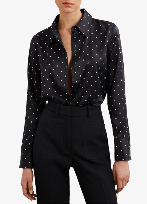 Reiss Ameira blouse van zijde met stippenprint