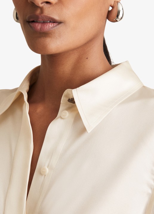 Reiss Ameira blouse van zijde - detail 4 beige