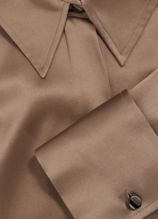 Reiss Ameira blouse van zijde - detail 5 lichtbruin