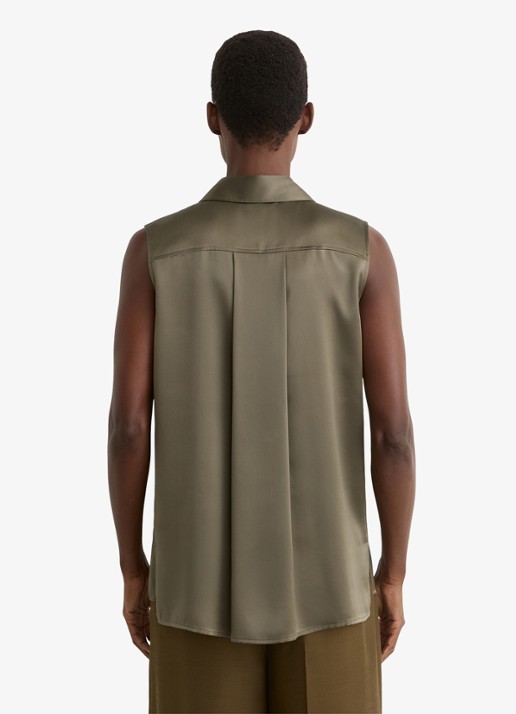 Reiss Amelia blouse van zijde - achterkant khaki