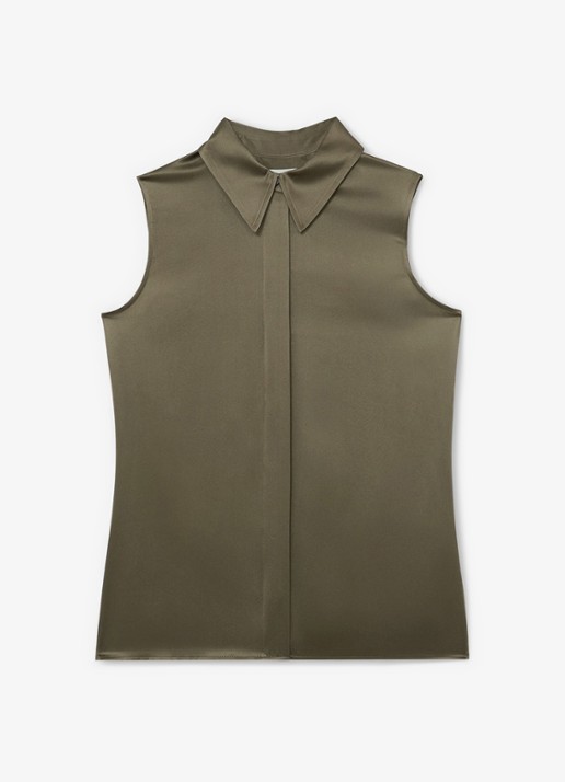 Reiss Amelia blouse van zijde - voorkant 5 khaki