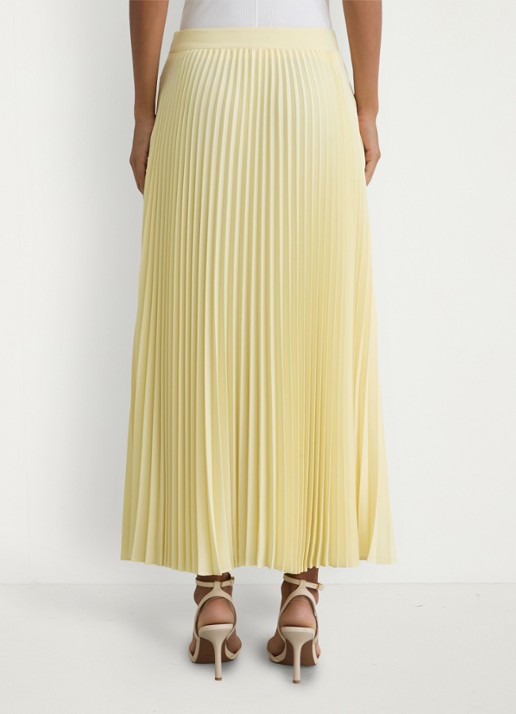 Reiss Amelie midi rok met plooien en ceintuur - achterkant 7 geel