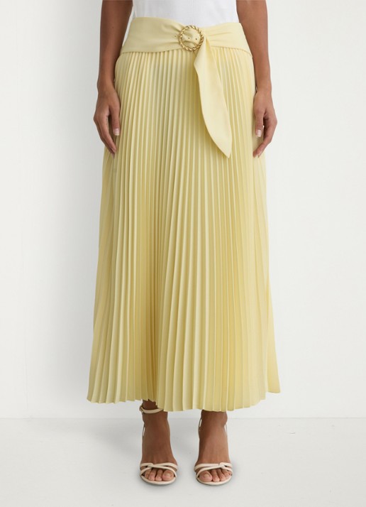 Reiss Amelie midi rok met plooien en ceintuur