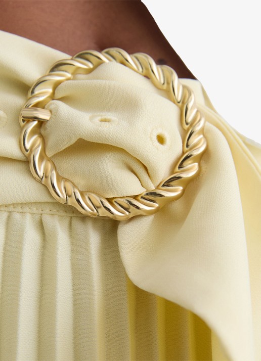 Reiss Amelie midi rok met plooien en ceintuur - detail 2 geel