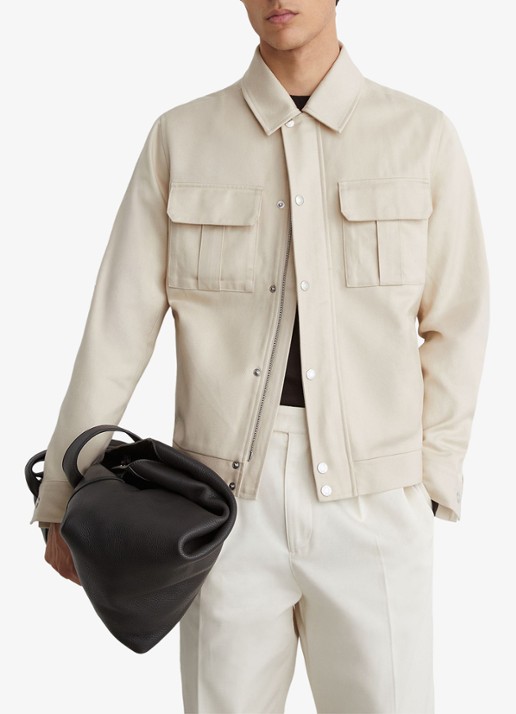 Reiss Americas bomberjack met klepzakken  - detail 7 stone / beige
