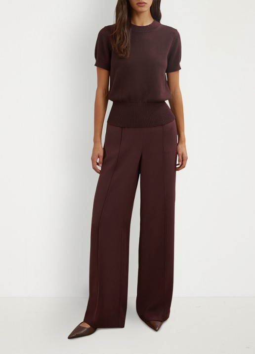 Reiss Anita fijngebreid T-shirt in wolblend - voorkant 3 bordeauxrood