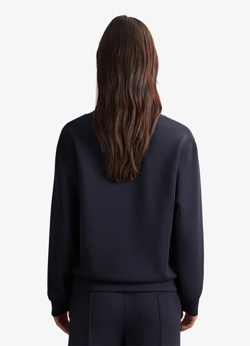Reiss ANNABEL Premium Interlock Shawl-Neck Sweatshirt with Modal - achterkant donkerblauw